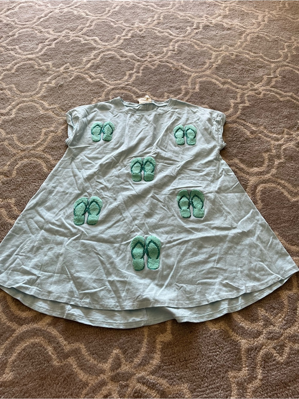 Fantastic Fawn Light Blue Tee with Mint Green Embroidery